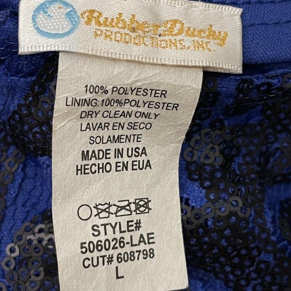 Rubber Ducky Productions Lace Sequins Bodycon Mini Dress Royal Blue Black Size L - Picture 7 of 7